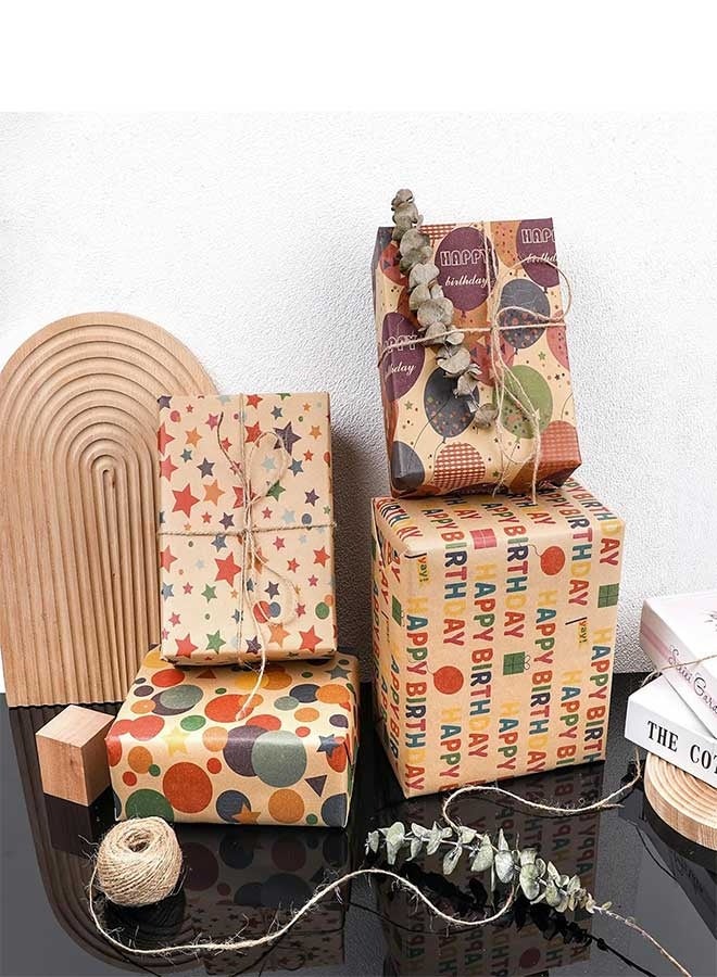 RAWAID Birthday Wrapping Paper,Gift Wrapping Paper Roll,Kraft Wrapping Paper,Colorful Happy Birthday Pattern For Boys Girls, Perfect For Birthday Party, Baby Shower(17 inch X 120 inch Per roll) - Image 5